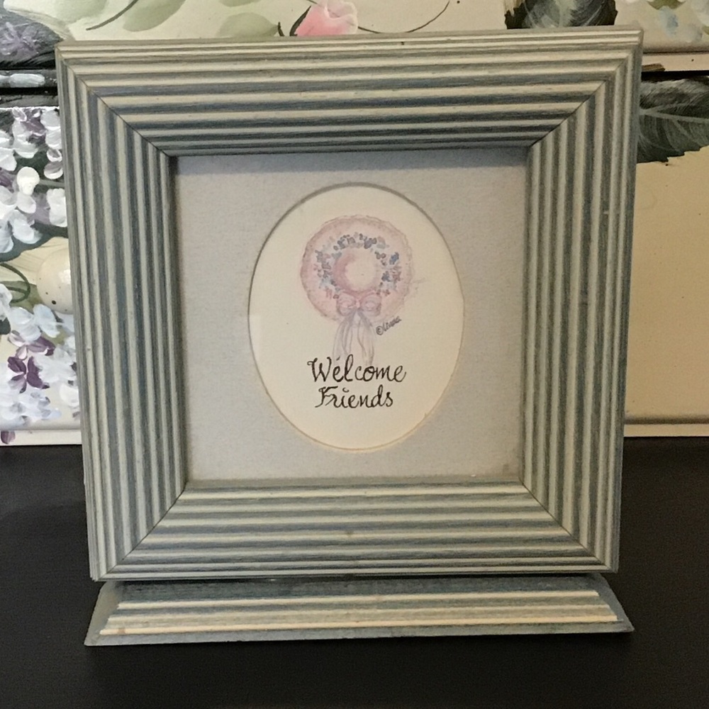 Vintage Welcome Friends framed print